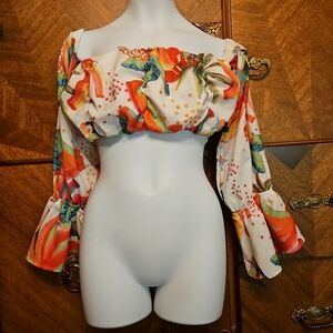 Balboa Carmen Jones Miranda Colorful Off-Shoulder Women's Top Size M/L